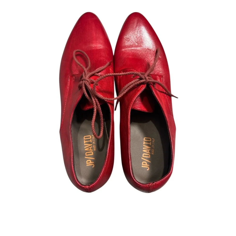 JP David‎ Red Leather Wingtip Oxford Shoes Made in Italy androgynous